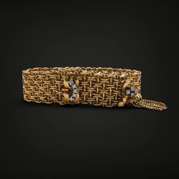 Lovely Vintage 18ct Gold And Diamond Bracelet at Deco&Vintage Ltd - image 3