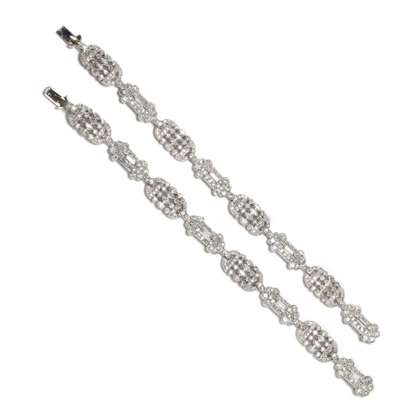French Art Deco Platinum Diamond Choker Necklace or Pair of Bracelets, 20 Carats, Circa 1930 - image 4