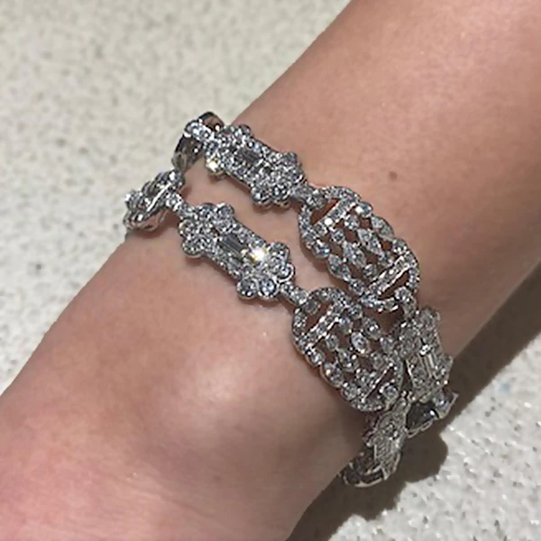 French Art Deco Platinum Diamond Choker Necklace or Pair of Bracelets, 20 Carats, Circa 1930 - image 8