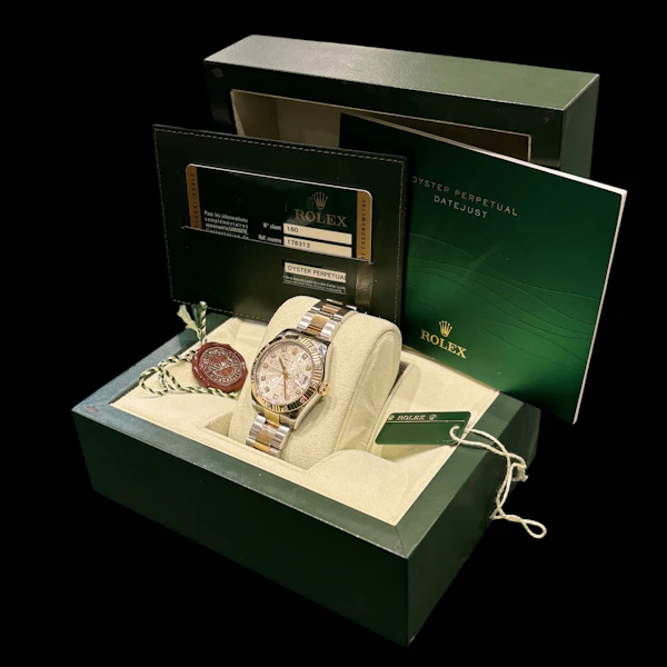 ROLEX DATEJUST 31mm SCATTERED DIAMOND BEZEL 178313 FULL SET 2013 UK WATCH - image 6