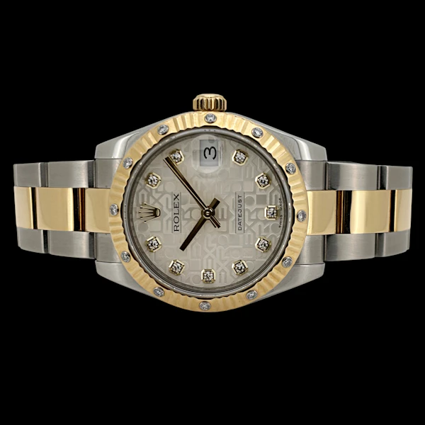 ROLEX DATEJUST 31mm SCATTERED DIAMOND BEZEL 178313 FULL SET 2013 UK WATCH - image 4