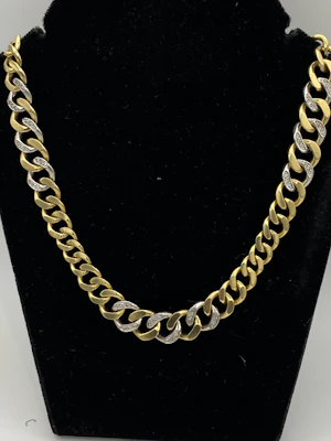 Retro 18 ct. gold, platinum and diamond heavy necklace
