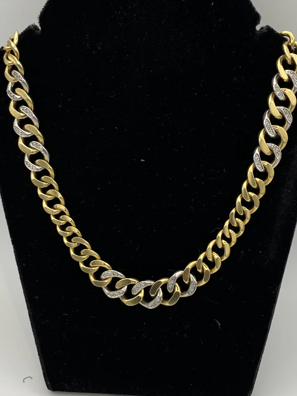 Retro 18 ct. gold, platinum and diamond heavy necklace - image 1