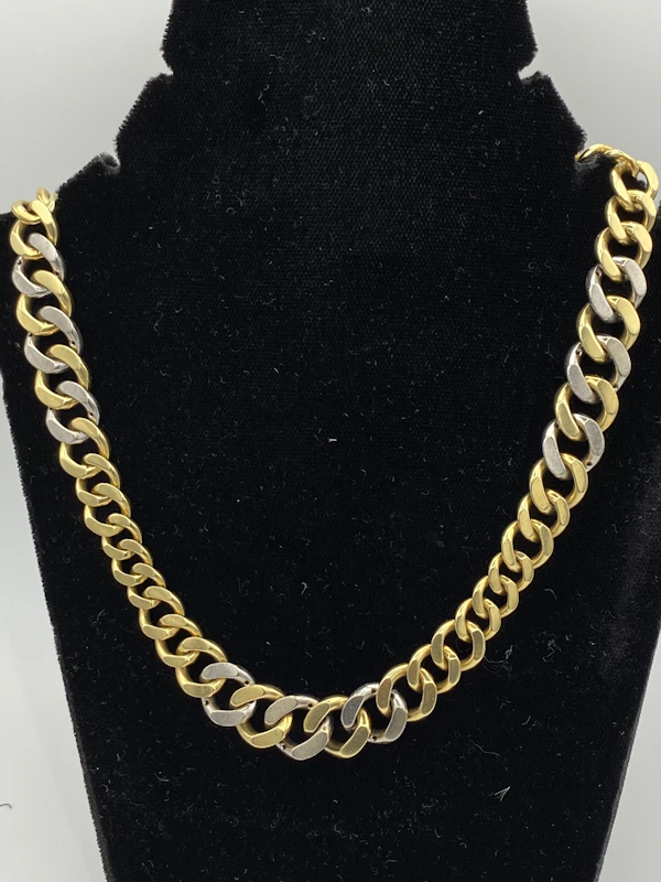 Retro 18 ct. gold, platinum and diamond heavy necklace - image 2