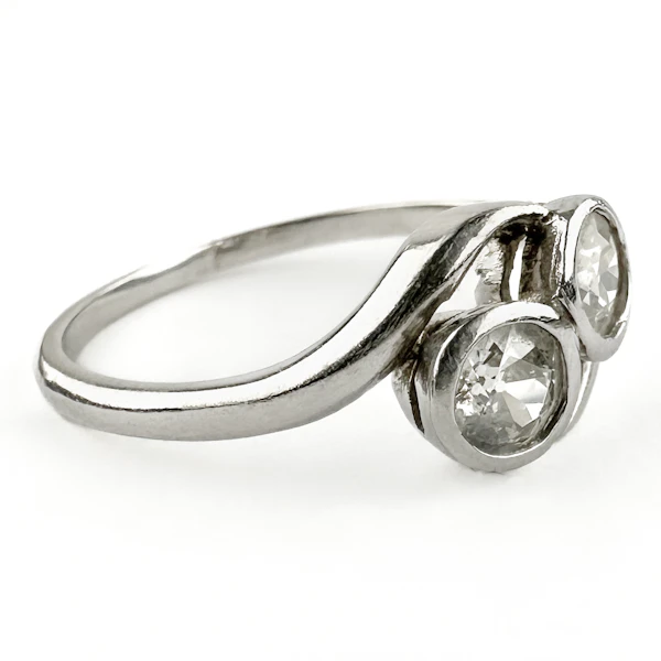 Antique Toi et Moi Diamond Crossover Ring - Saddingtons Jewellery Stand 375 - image 2