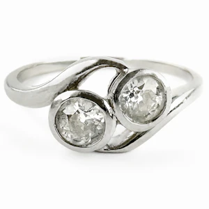 Antique Toi et Moi Diamond Crossover Ring - Saddingtons Jewellery Stand 375