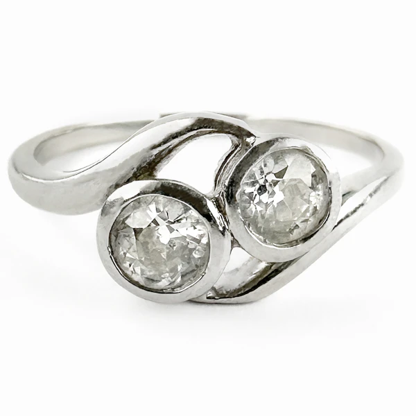 Antique Toi et Moi Diamond Crossover Ring - Saddingtons Jewellery Stand 375 - image 1