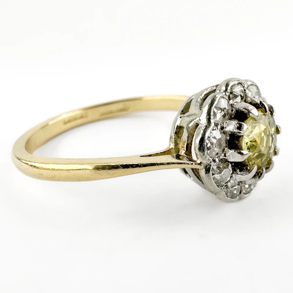 Edwardian Yellow Sapphire & Diamond Cluster Ring - Saddingtons Jewellery Stand 375 - image 4