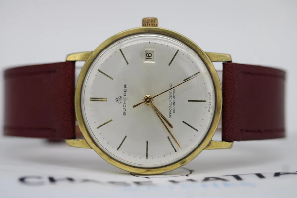 Bucherer Gold Plated 70's Serviced New Strap - image 4