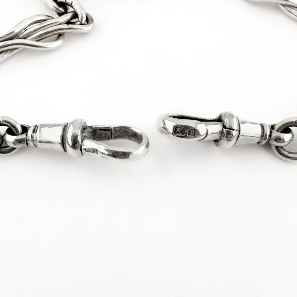 Edwardian Knot & Reef Albert Chain With T-Bar - Saddingtons Jewellery Stand 375 - image 3