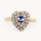 Victorian 18ct Gold Heart Sapphire & Diamond Ring c.1880s - image 1
