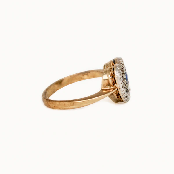 Victorian 18ct Gold Heart Sapphire & Diamond Ring c.1880s - image 2