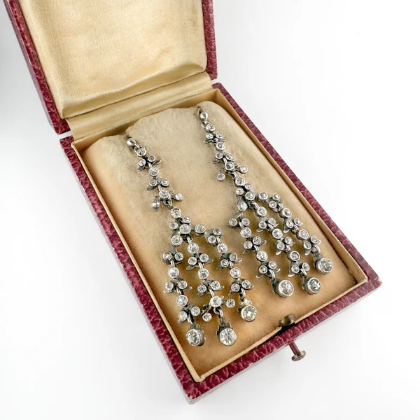 Edwardian Paste Chandelier Earrings - Saddingtons Jewellery Stand 375 - image 2