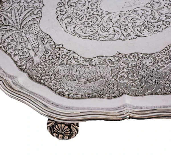 An Indian colonial-period Silver Salver or presentation Silver tray, 1865 - image 4