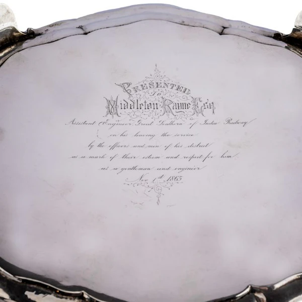 An Indian colonial-period Silver Salver or presentation Silver tray, 1865 - image 2
