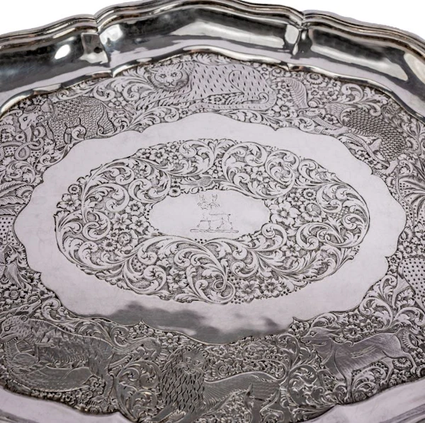 An Indian colonial-period Silver Salver or presentation Silver tray, 1865 - image 3