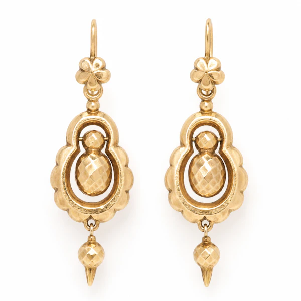 Victorian 15ct Gold Pendulum Drop Earrings C.1880s - image 1