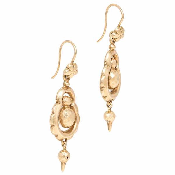 Victorian 15ct Gold Pendulum Drop Earrings C.1880s - image 2