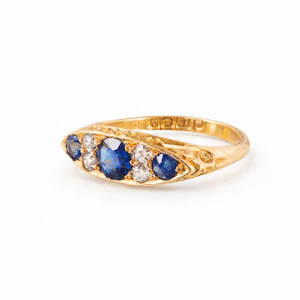 Edwardian 18ct Gold Sapphire & Diamond Ring