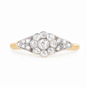Edwardian 18ct Gold & Platinum Daisy Diamond Ring