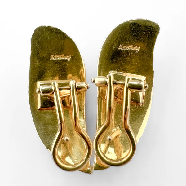 Kutchinsky Yellow Gold Textured Earrings - Saddingtons Jewellery Stand 375 - image 3