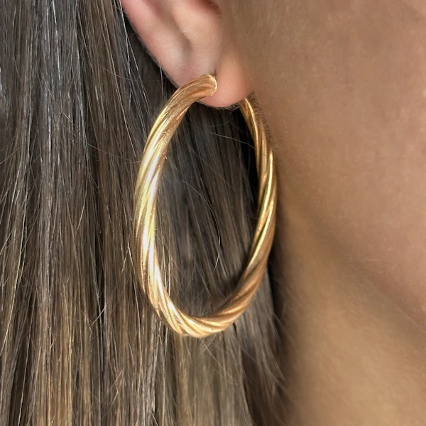 Unoaerre Twisted-Rope Hoop Earrings - Saddingtons Jewellery Stand 375 - image 1