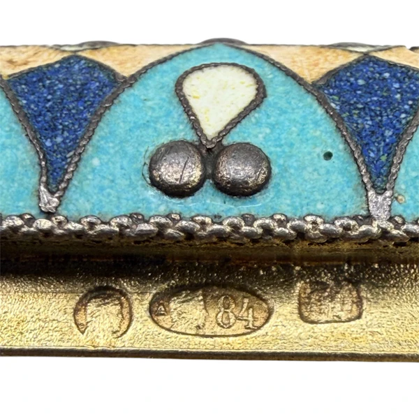 Russian silver gilt and cloisonné enamel cigarette case, Moscow , c.1910 by Pavel Ovchinnikov. - image 7