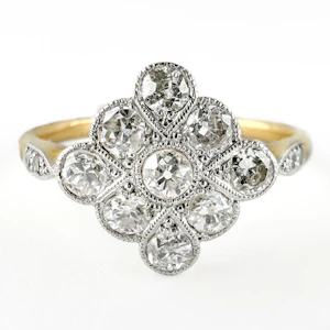 Edwardian Diamond Cluster Ring - Saddingtons Jewellery Stand 375