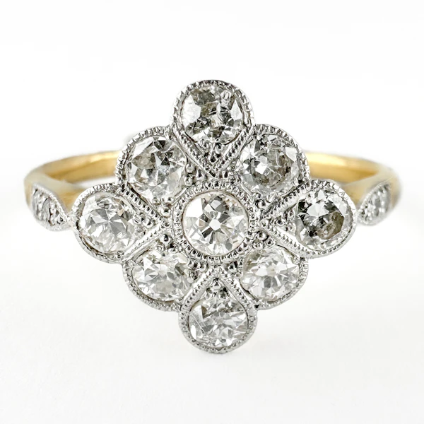 Edwardian Diamond Cluster Ring - Saddingtons Jewellery Stand 375 - image 1
