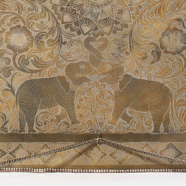 A Ceylonese silver and brass presentation easel dedicated to The Honourable John Penry Lewis from senior village chiefs of the Central Province c.1910. - image 10