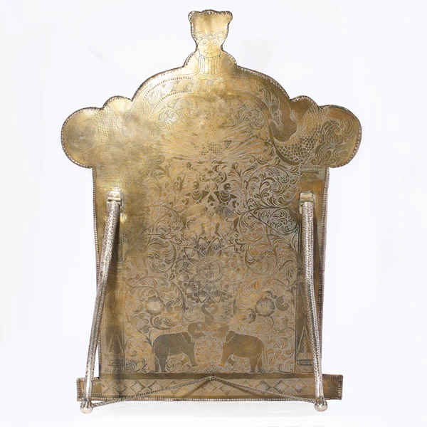 A Ceylonese silver and brass presentation easel dedicated to The Honourable John Penry Lewis from senior village chiefs of the Central Province c.1910. - image 3