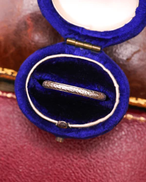 Downstairs at Grays: Floral Engraved Platinum Wedding Ring Circa 1920-1930