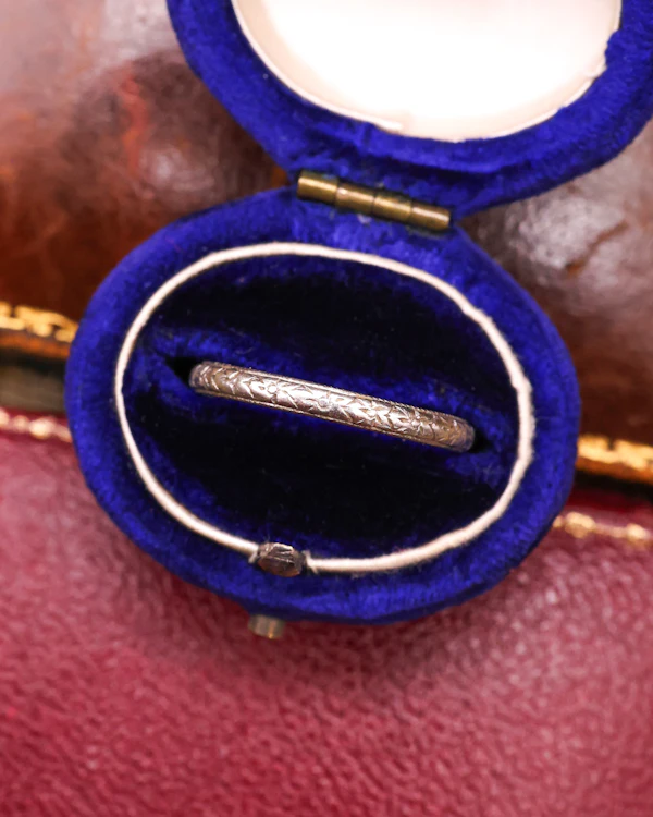 Downstairs at Grays: Floral Engraved Platinum Wedding Ring Circa 1920-1930 - image 1