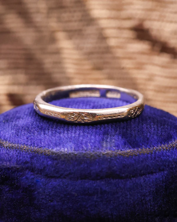 Downstairs at Grays: Ladies Platinum Hexagonal Wedding Ring Circa  1935 - image 1