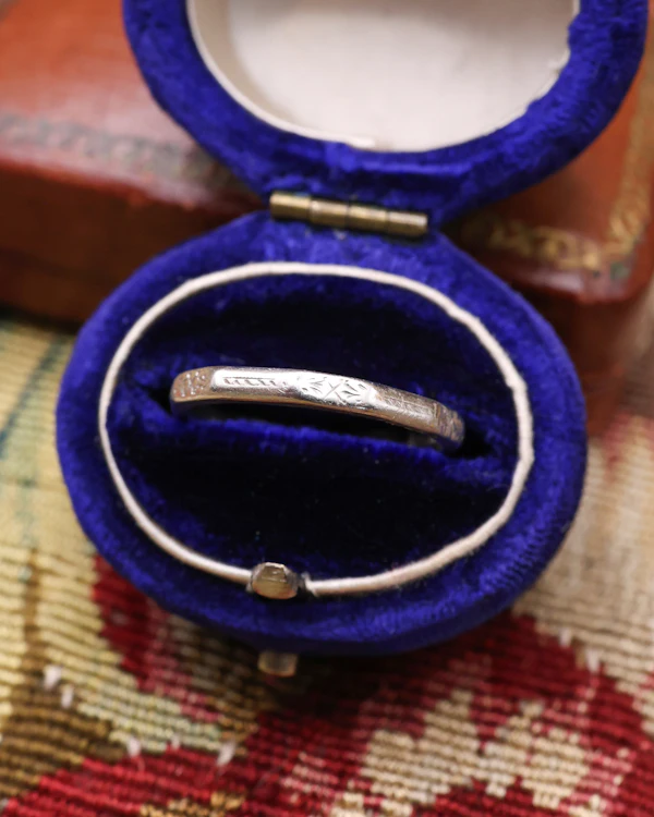 Downstairs at Grays: Ladies Platinum Hexagonal Wedding Ring Circa  1935 - image 2