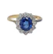 Antique sapphire and diamond cluster engagement ring sku 9059 DBGEMS - image 1