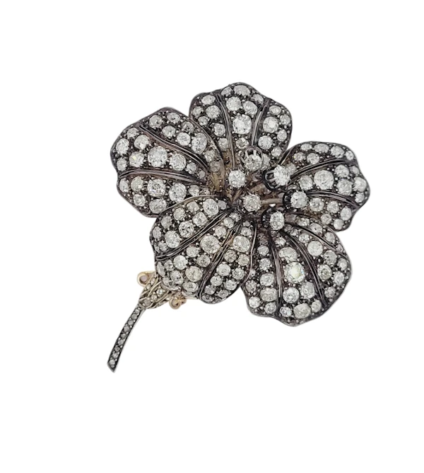 Old mine cut diamond flower spray brooch sku 9061 DBGEMS - image 1