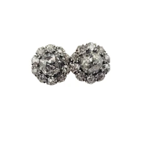 Antique old mine cut diamond cluster stud earrings sku 9069 DBGEMS