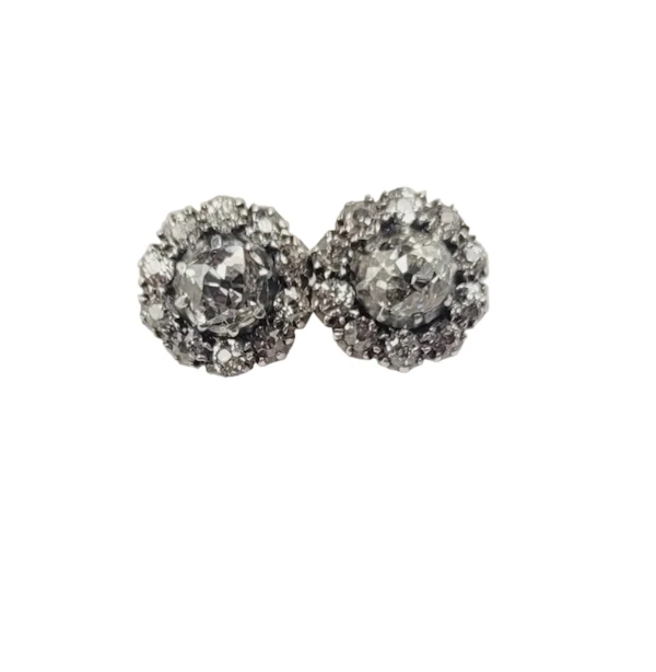 Antique old mine cut diamond cluster stud earrings sku 9069 DBGEMS - image 1