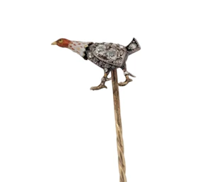 Antique speeding game bird enamel and old cut diamonds sku 9066 DBGEMS