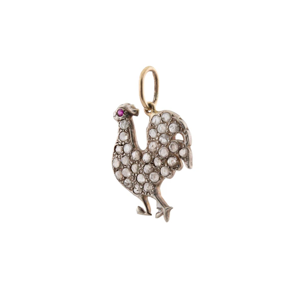 Art Deco Diamond and Platinum Cockerel Pendant in 15ct Gold Spectrum Antiques - image 1