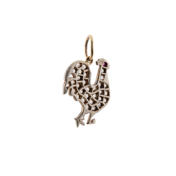 Art Deco Diamond and Platinum Cockerel Pendant in 15ct Gold Spectrum Antiques - image 2