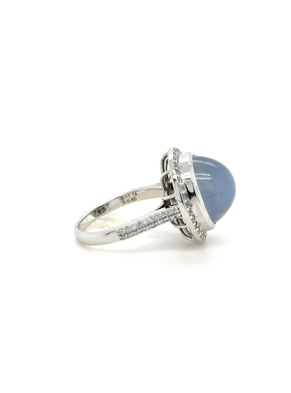 17.14Ct. Star Sapphire Ceylon no heat ring 18k white gold - image 4
