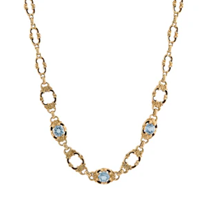 Art Deco Aquamarine and Black Enamel Necklace in 14ct Gold Spectrum Antiques