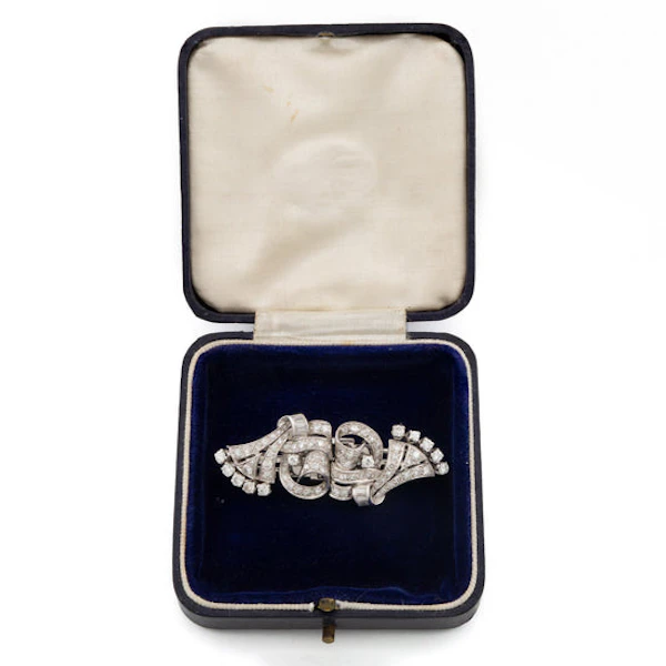 Diamond Double Clip Brooch Spectrum Antiques - image 1