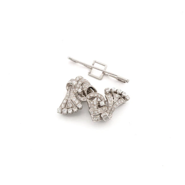 Diamond Double Clip Brooch Spectrum Antiques - image 4