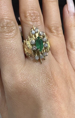 Zambian emerald & diamond ring 18k gold