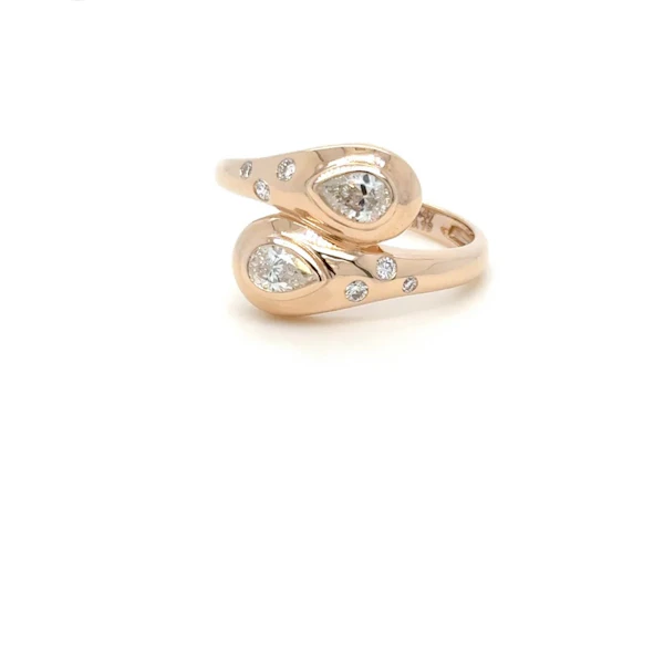 Rose gold double pear diamond snake ring - image 2