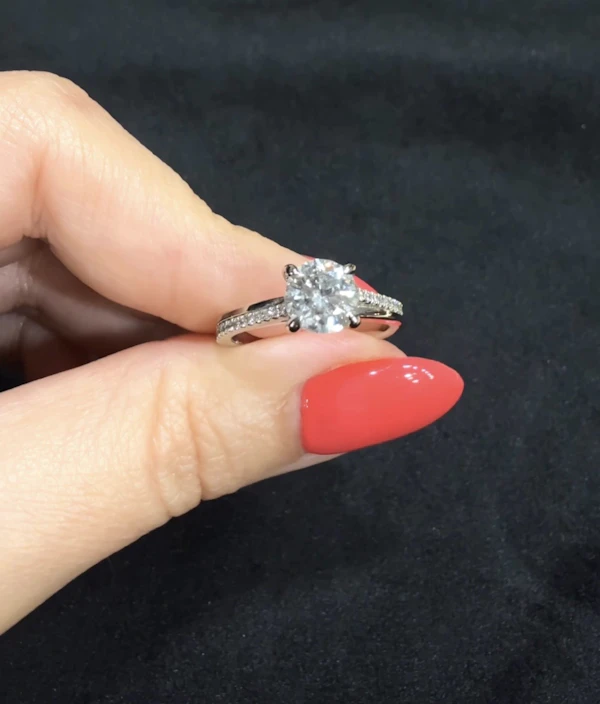 1 Carat Platinum diamond engagement ring - image 4