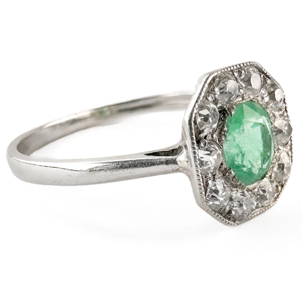 Edwardian Emerald & Diamond Cluster Ring - Saddingtons Jewellery Stand 375 - image 2